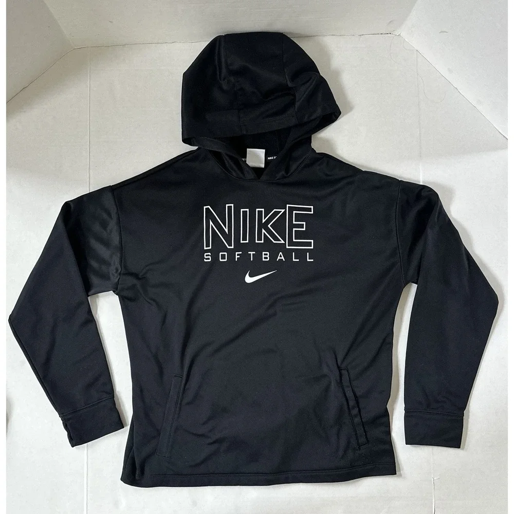Nike Softball Therma-Fit Fleece Hoodie Pullover Black Size Kids Girls XL